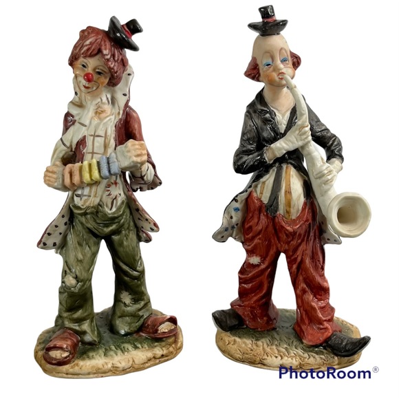 Vintage Hobo Clowns with Musical Instruments